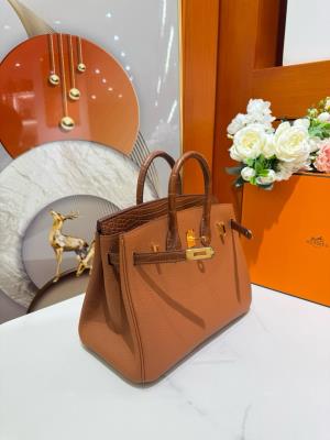 wholesale quality hermes birkin 25 gold matte alligator and togo touch